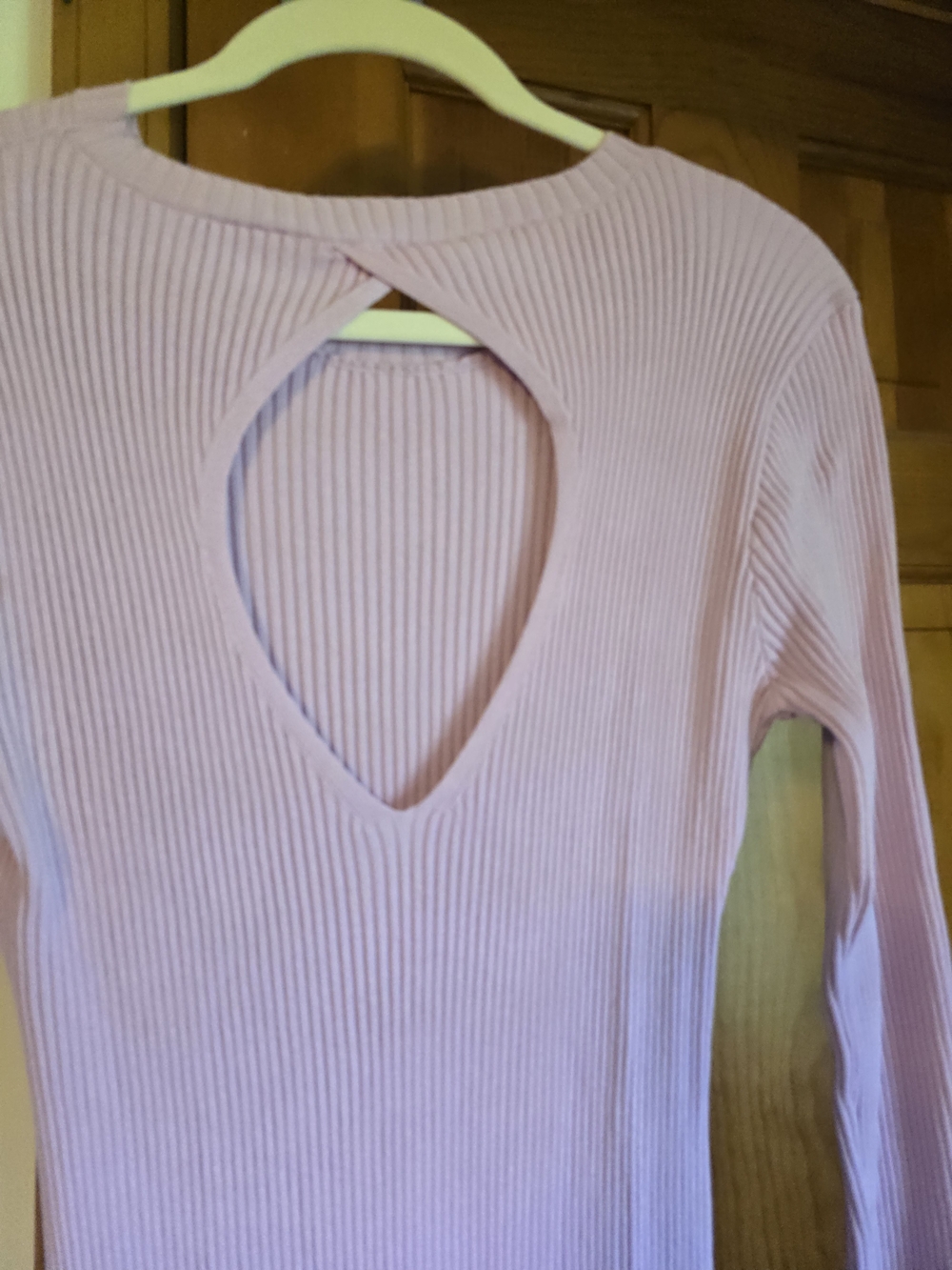 Slim Ribbed Long-Sleeve Midi Dress - Dusty Pink - Picture 11 of 15